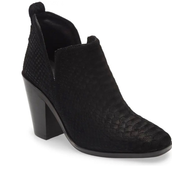 Jeffrey Campbell boots Rosee Bootie Black Suede Snake Leather textured 10 - Picture 1 of 3